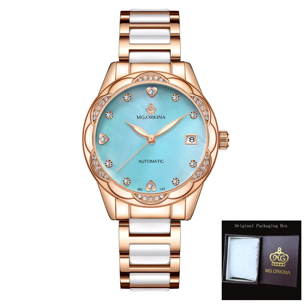 Women's Fashion Geneva Designer Diamond Mechanical WristWatch