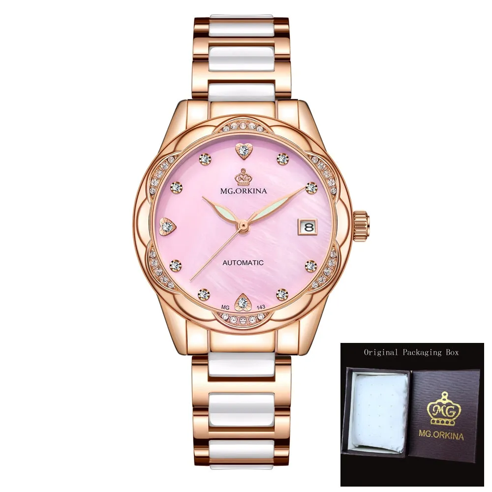 Women's Fashion Geneva Designer Diamond Mechanical WristWatch