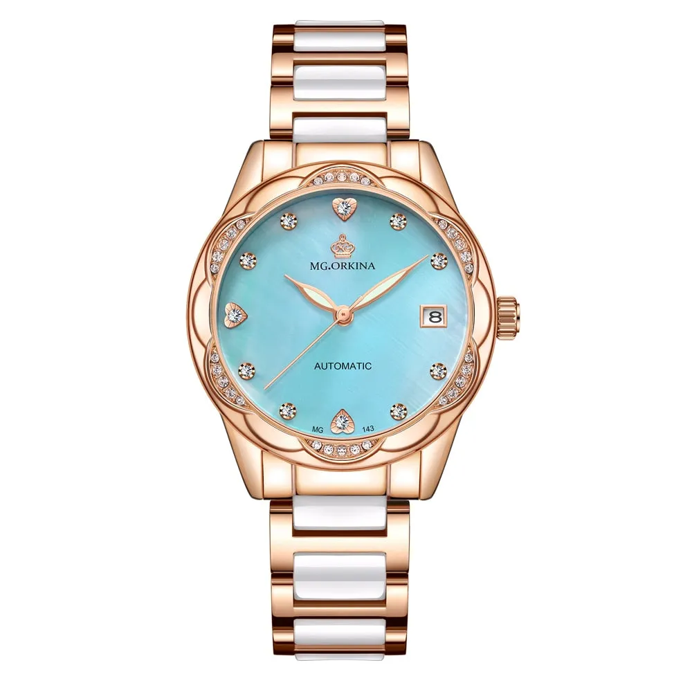 Women's Fashion Geneva Designer Diamond Mechanical WristWatch