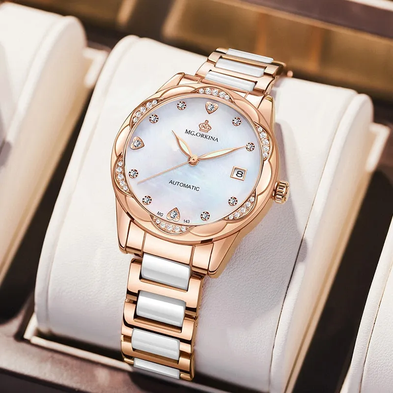 Women's Fashion Geneva Designer Diamond Mechanical WristWatch