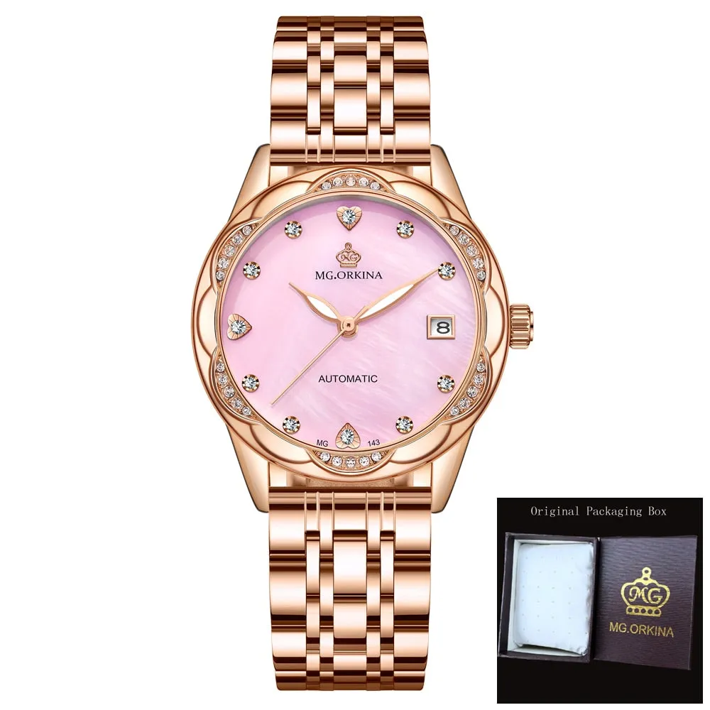 Women's Fashion Geneva Designer Diamond Mechanical WristWatch