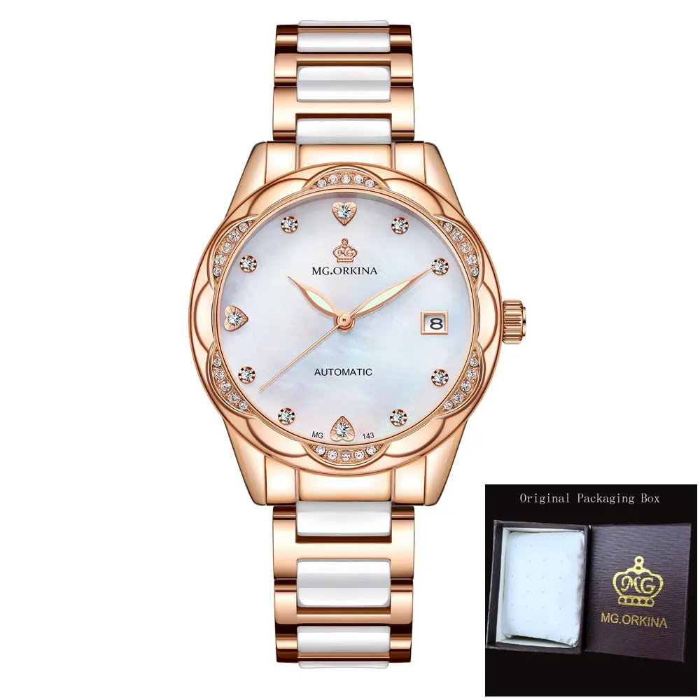 Women's Fashion Geneva Designer Diamond Mechanical WristWatch
