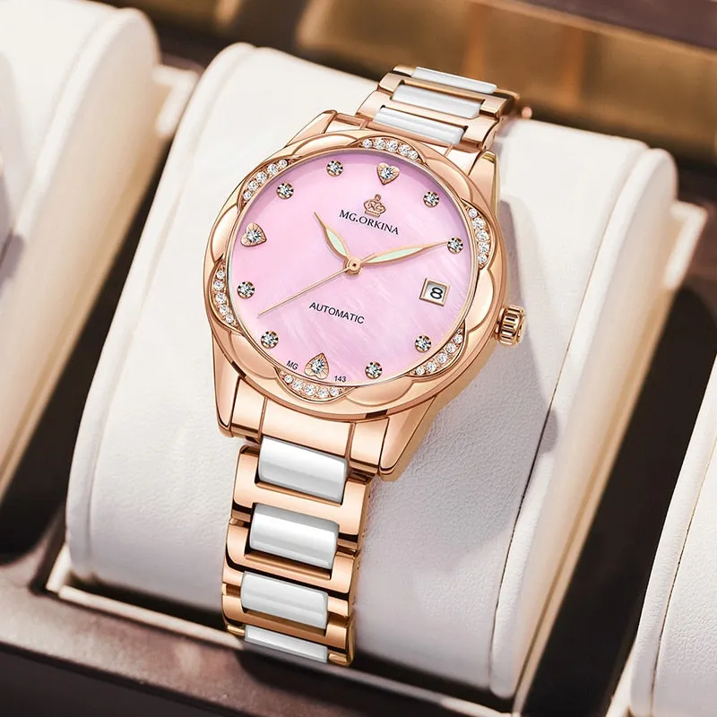 Women's Fashion Geneva Designer Diamond Mechanical WristWatch