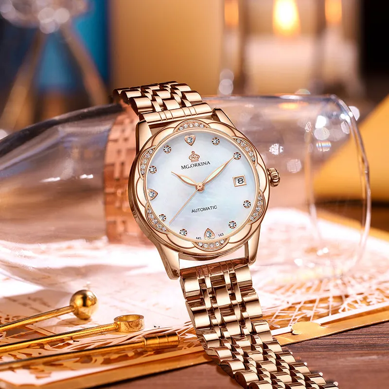 Women's Fashion Geneva Designer Diamond Mechanical WristWatch
