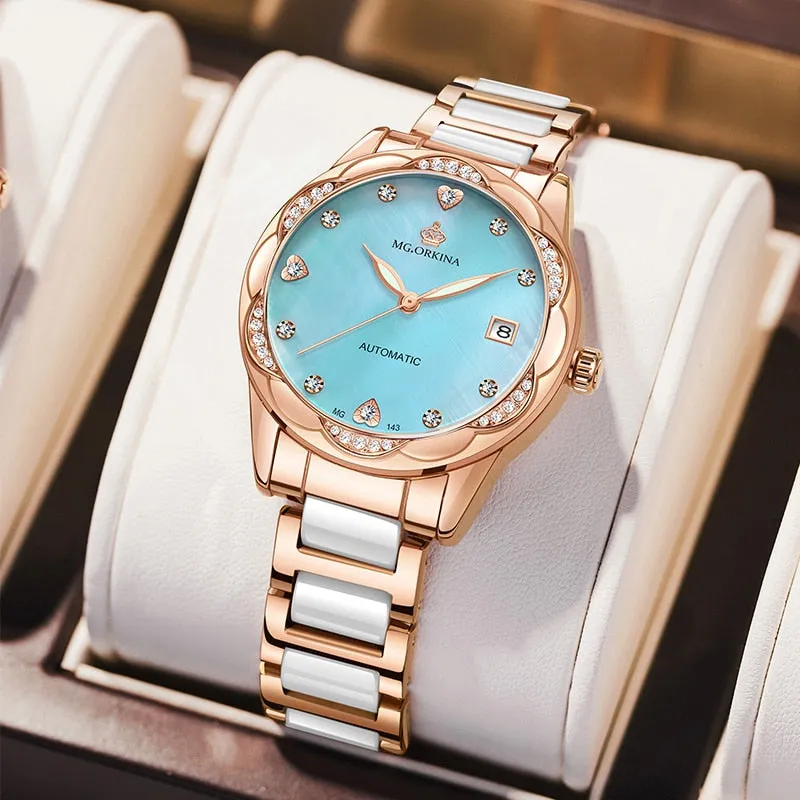 Women's Fashion Geneva Designer Diamond Mechanical WristWatch