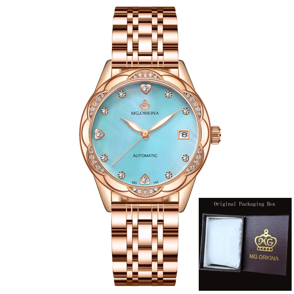 Women's Fashion Geneva Designer Diamond Mechanical WristWatch