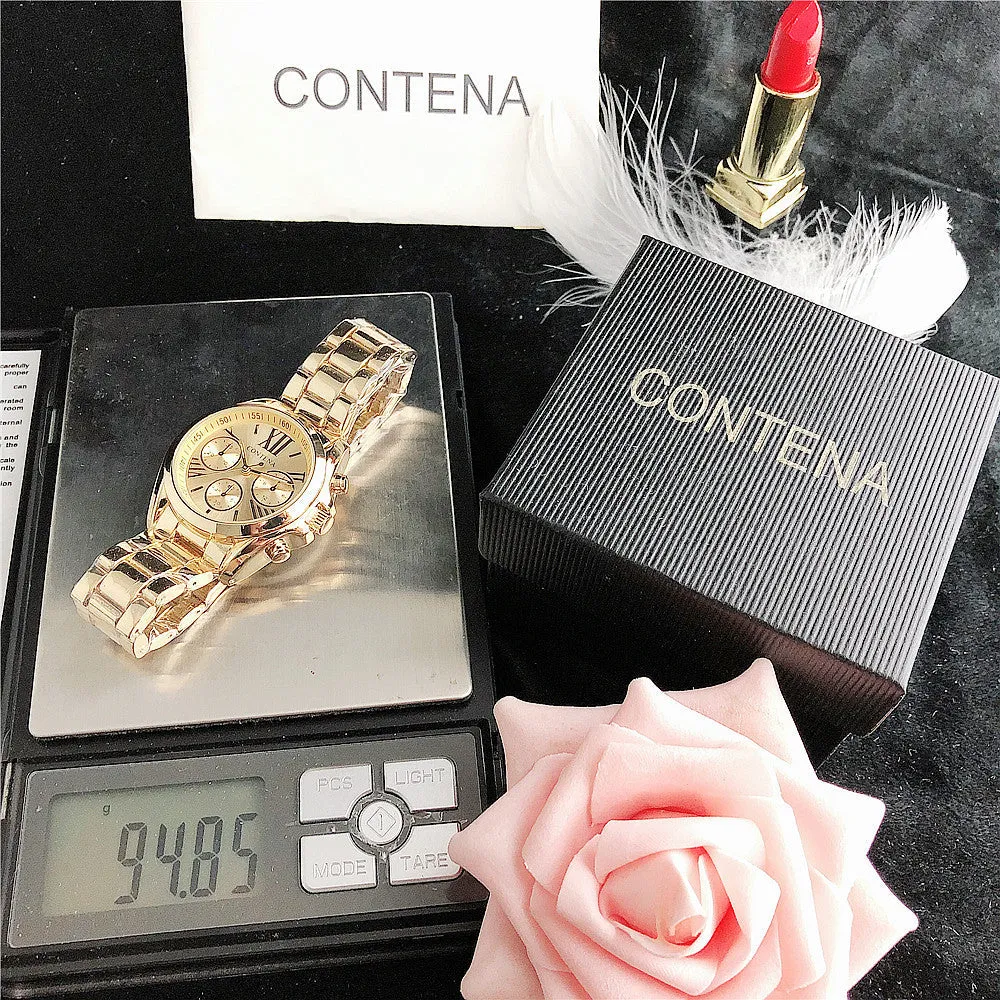 Women's Fashion Imitation Three Eyes Alloy Quartz Analog Wrist Watch