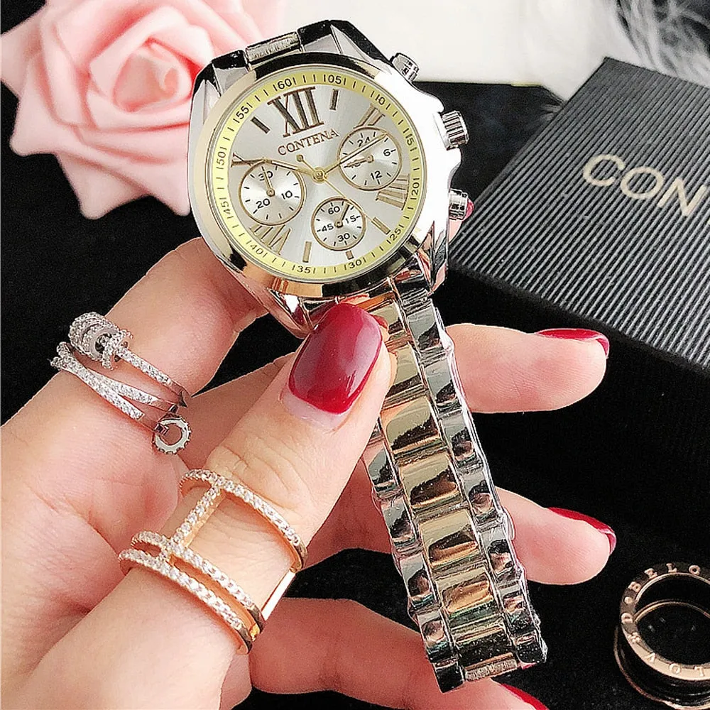 Women's Fashion Imitation Three Eyes Alloy Quartz Analog Wrist Watch