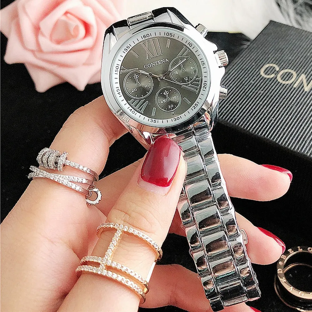 Women's Fashion Imitation Three Eyes Alloy Quartz Analog Wrist Watch