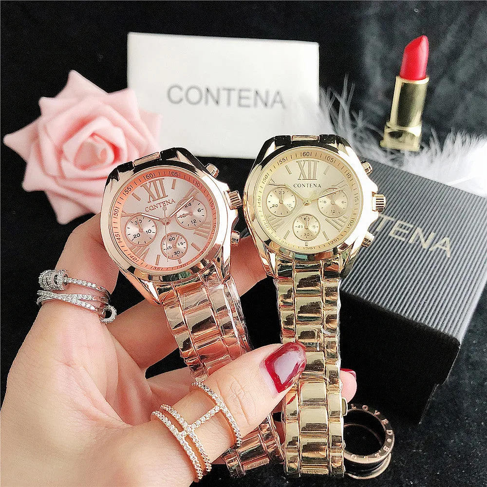 Women's Fashion Imitation Three Eyes Alloy Quartz Analog Wrist Watch