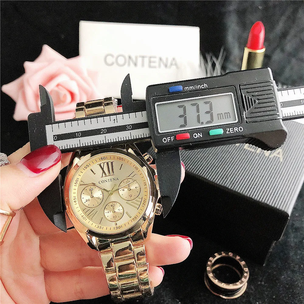 Women's Fashion Imitation Three Eyes Alloy Quartz Analog Wrist Watch