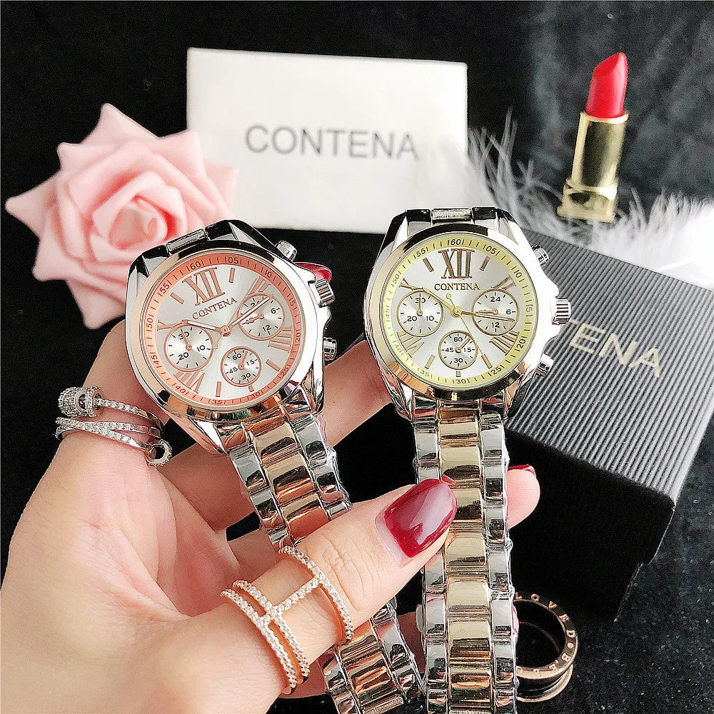 Women's Fashion Imitation Three Eyes Alloy Quartz Analog Wrist Watch