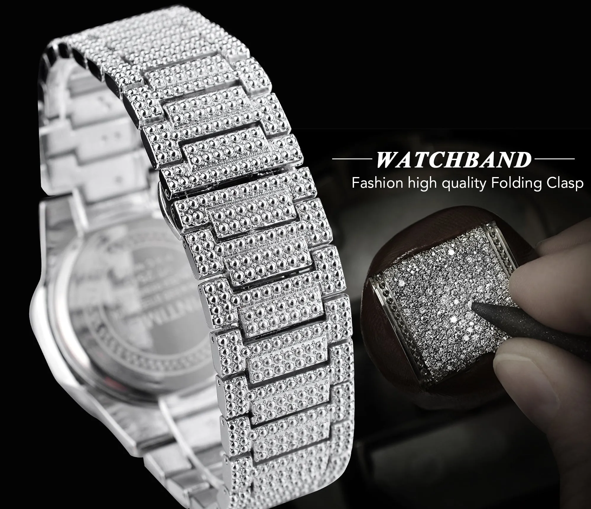 Women's Luxury Diamond Square Shape Quartz Waterproof Wristwatch