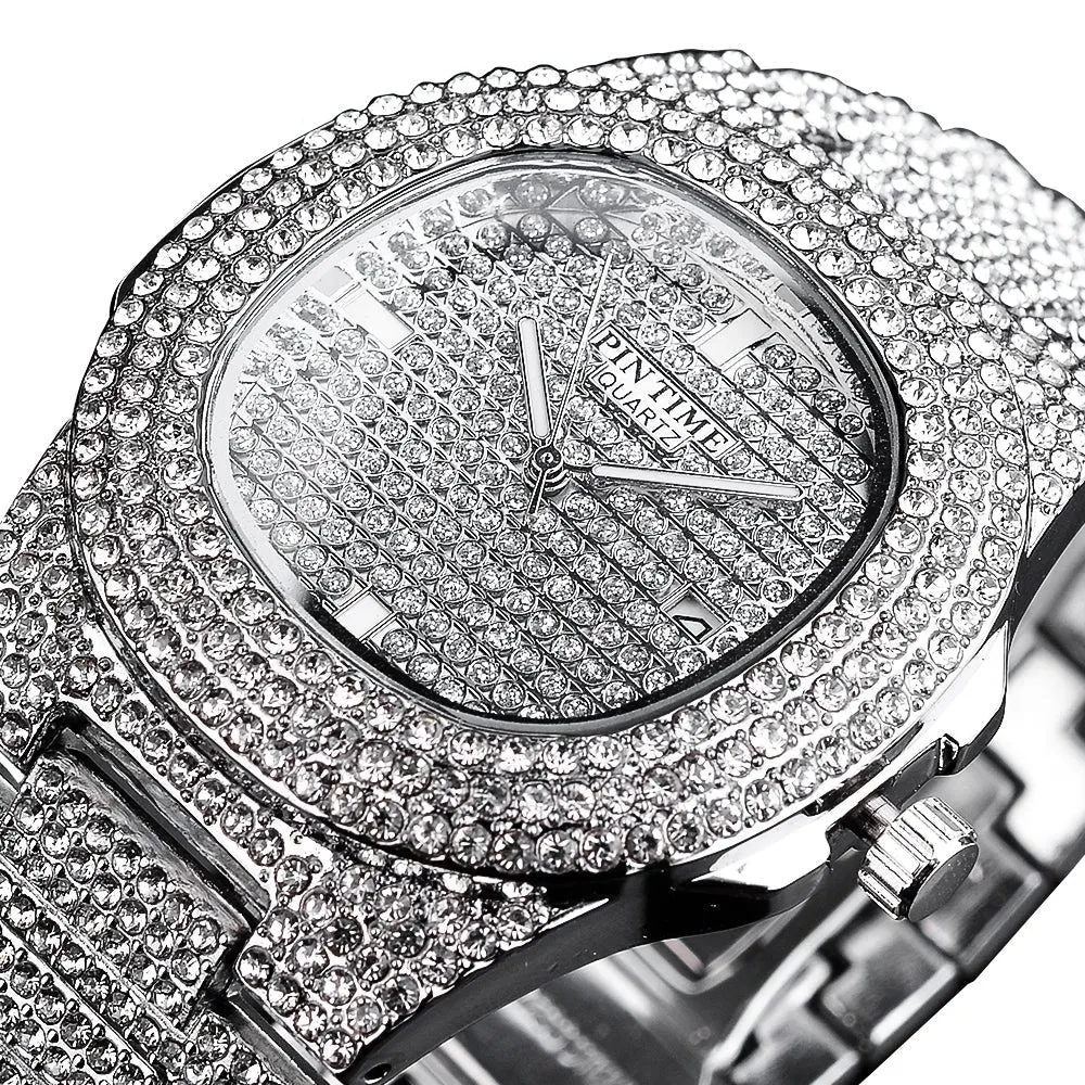 Women's Luxury Diamond Square Shape Quartz Waterproof Wristwatch