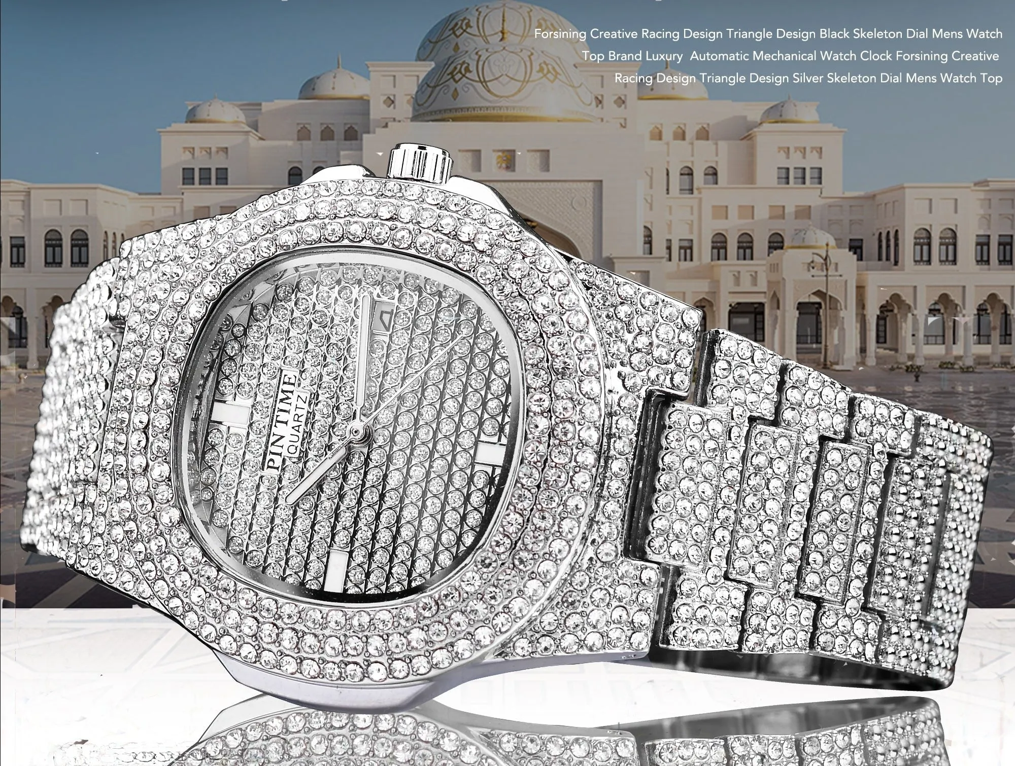 Women's Luxury Diamond Square Shape Quartz Waterproof Wristwatch