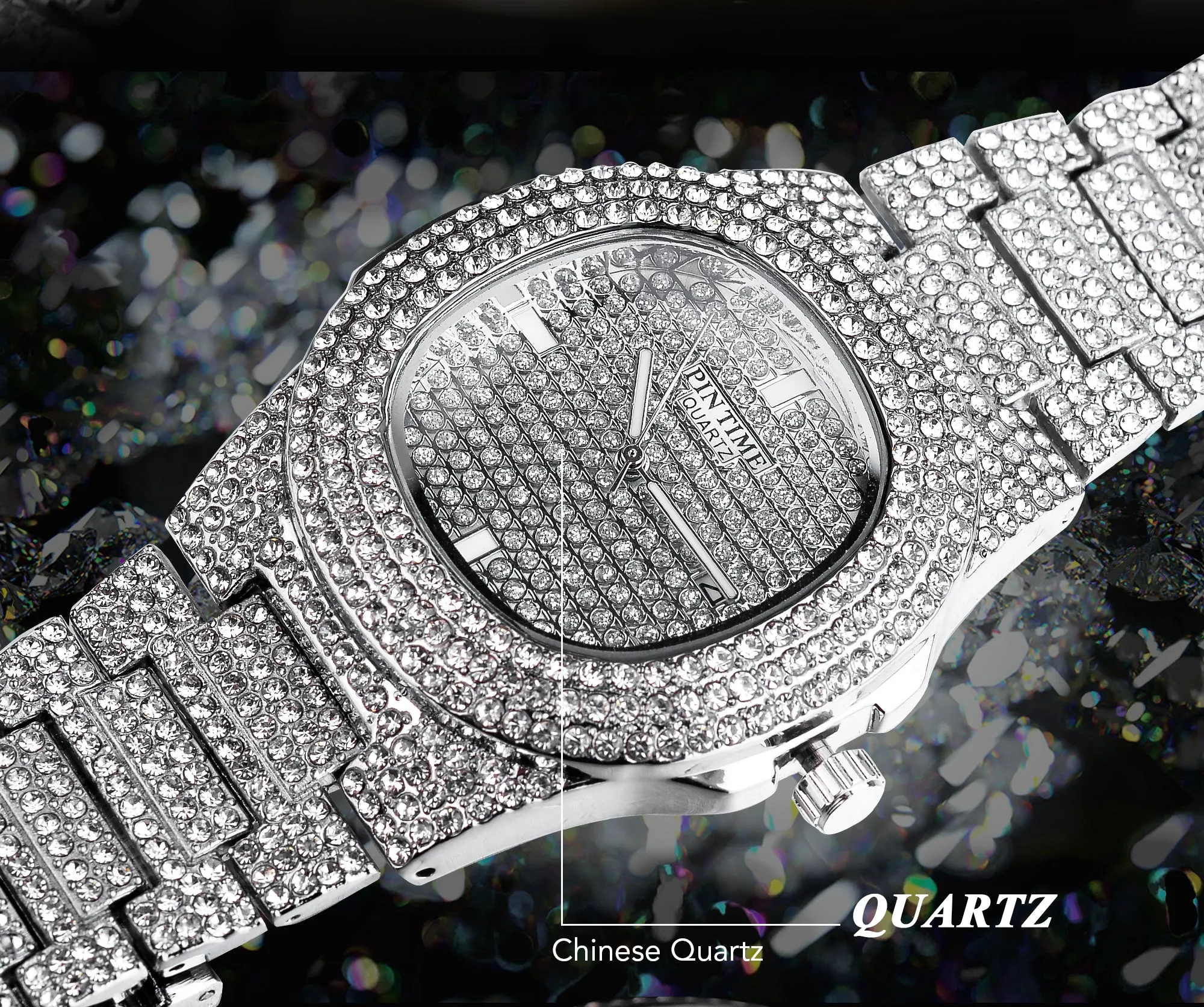 Women's Luxury Diamond Square Shape Quartz Waterproof Wristwatch