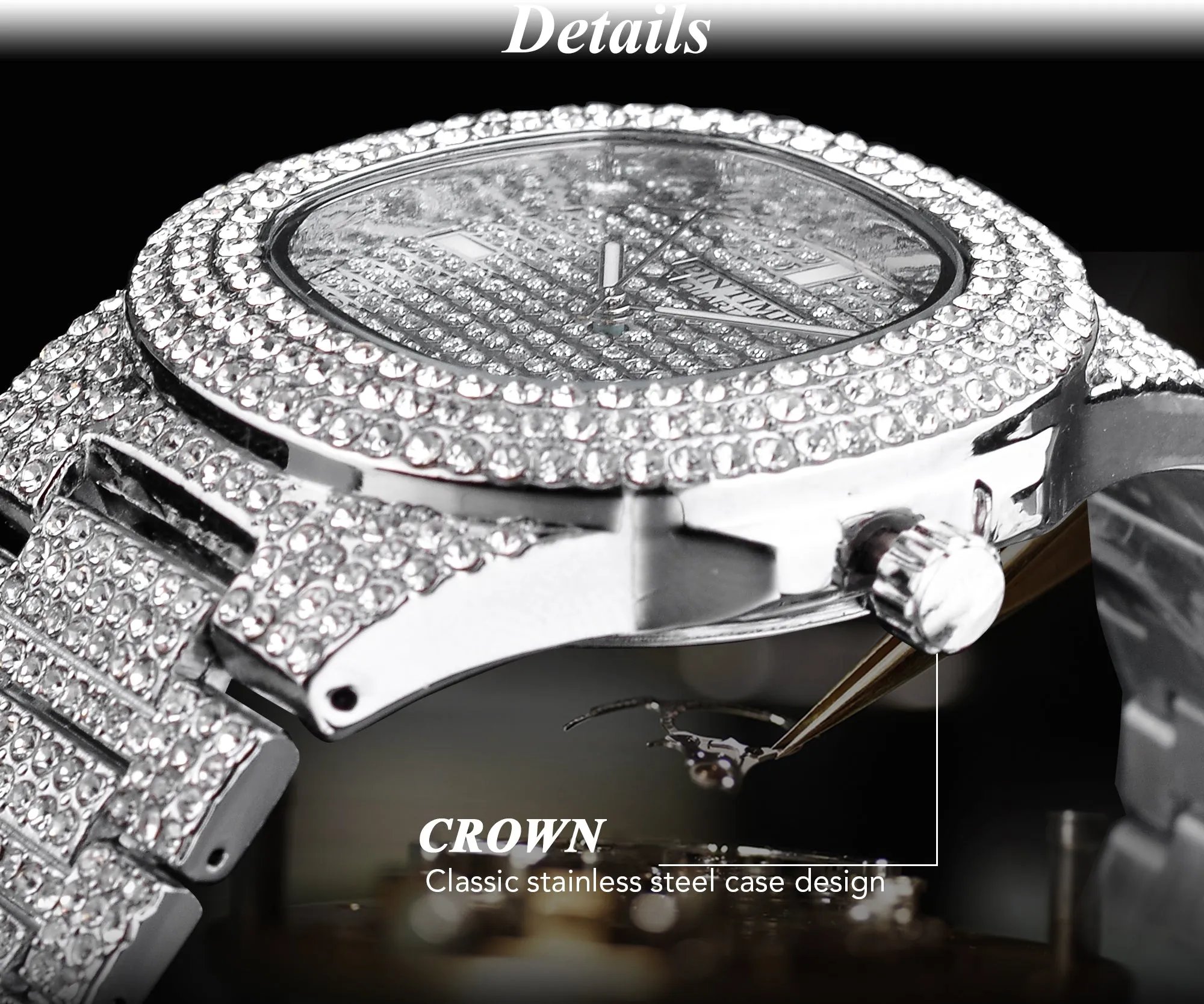 Women's Luxury Diamond Square Shape Quartz Waterproof Wristwatch