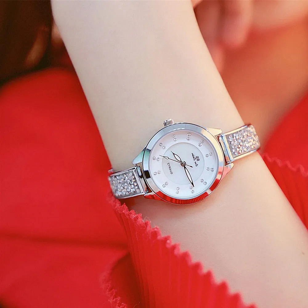 Women's Luxury Rhinestone Stainless Steel Quartz Bracelet Watch