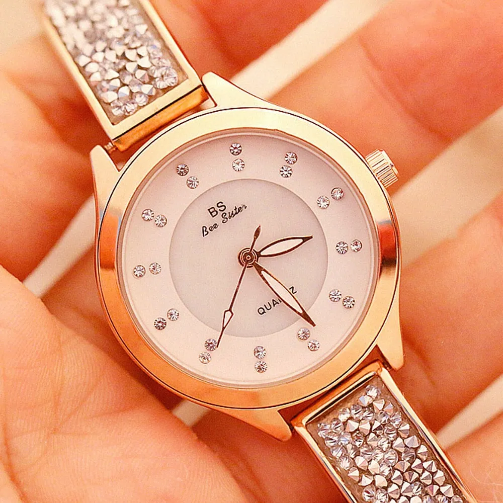 Women's Luxury Rhinestone Stainless Steel Quartz Bracelet Watch