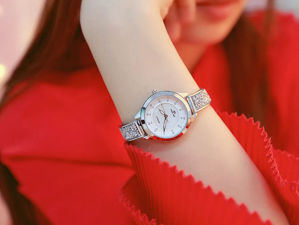 Women's Luxury Rhinestone Stainless Steel Quartz Bracelet Watch