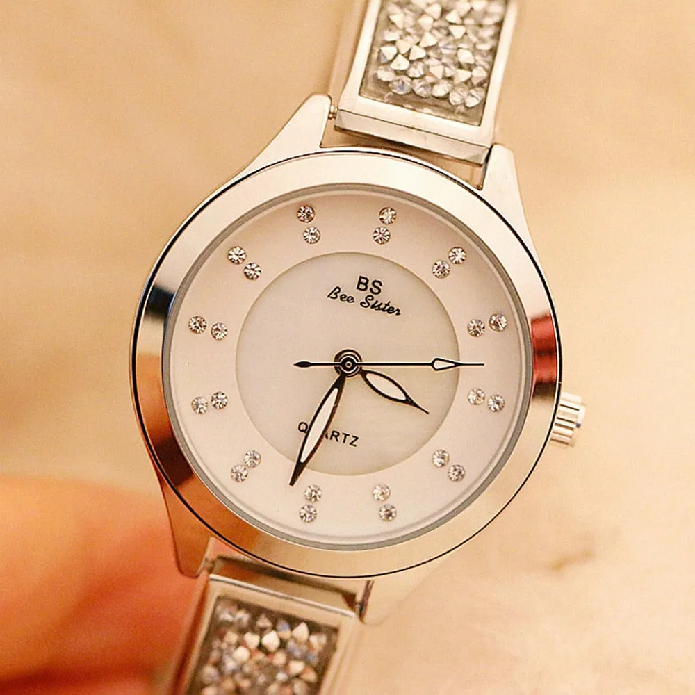 Women's Luxury Rhinestone Stainless Steel Quartz Bracelet Watch