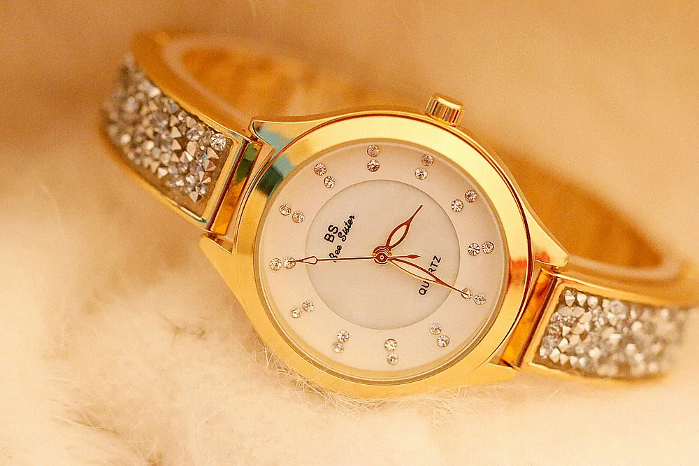 Women's Luxury Rhinestone Stainless Steel Quartz Bracelet Watch