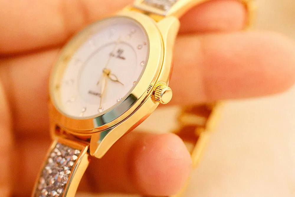 Women's Luxury Rhinestone Stainless Steel Quartz Bracelet Watch