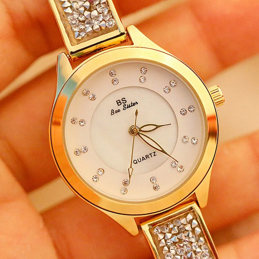 Women's Luxury Rhinestone Stainless Steel Quartz Bracelet Watch