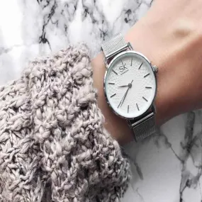 Women's Simple Watches Mesh Stainless Steel Casual Wristwatches #K0006