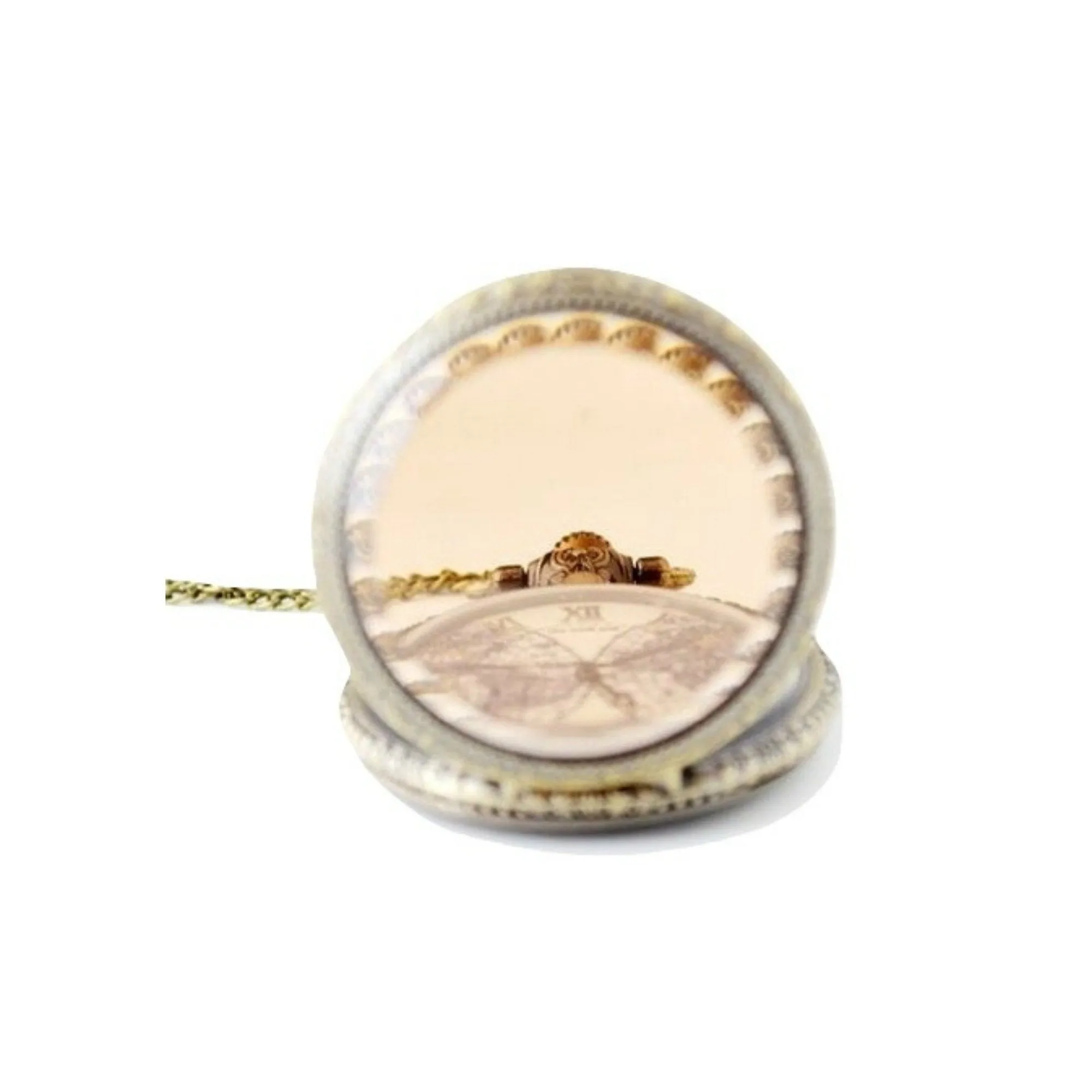 World Map Quartz Pocket Watch
