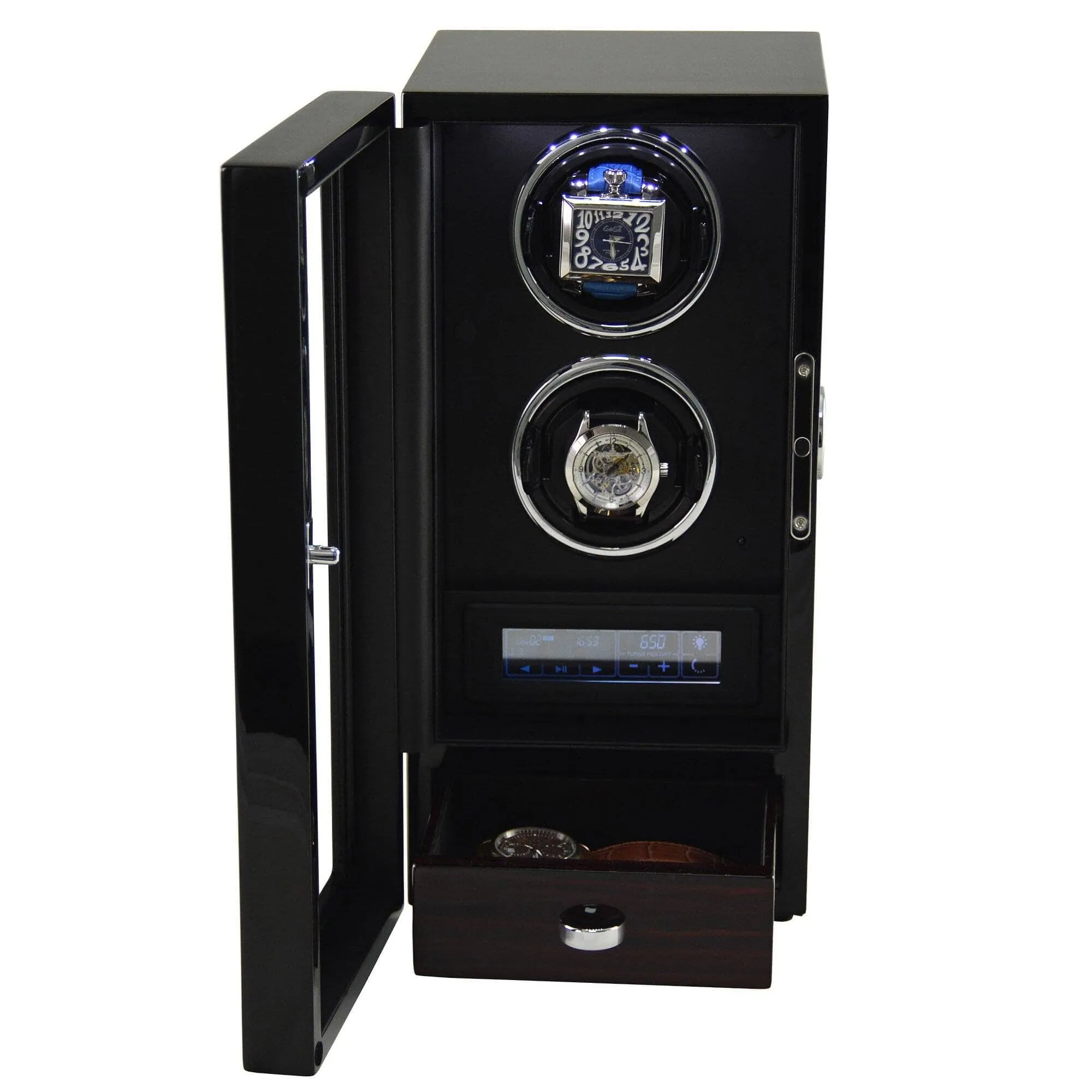 Yarra Duo Watch Winder for 2   Drawer with Fingerprint Lock
