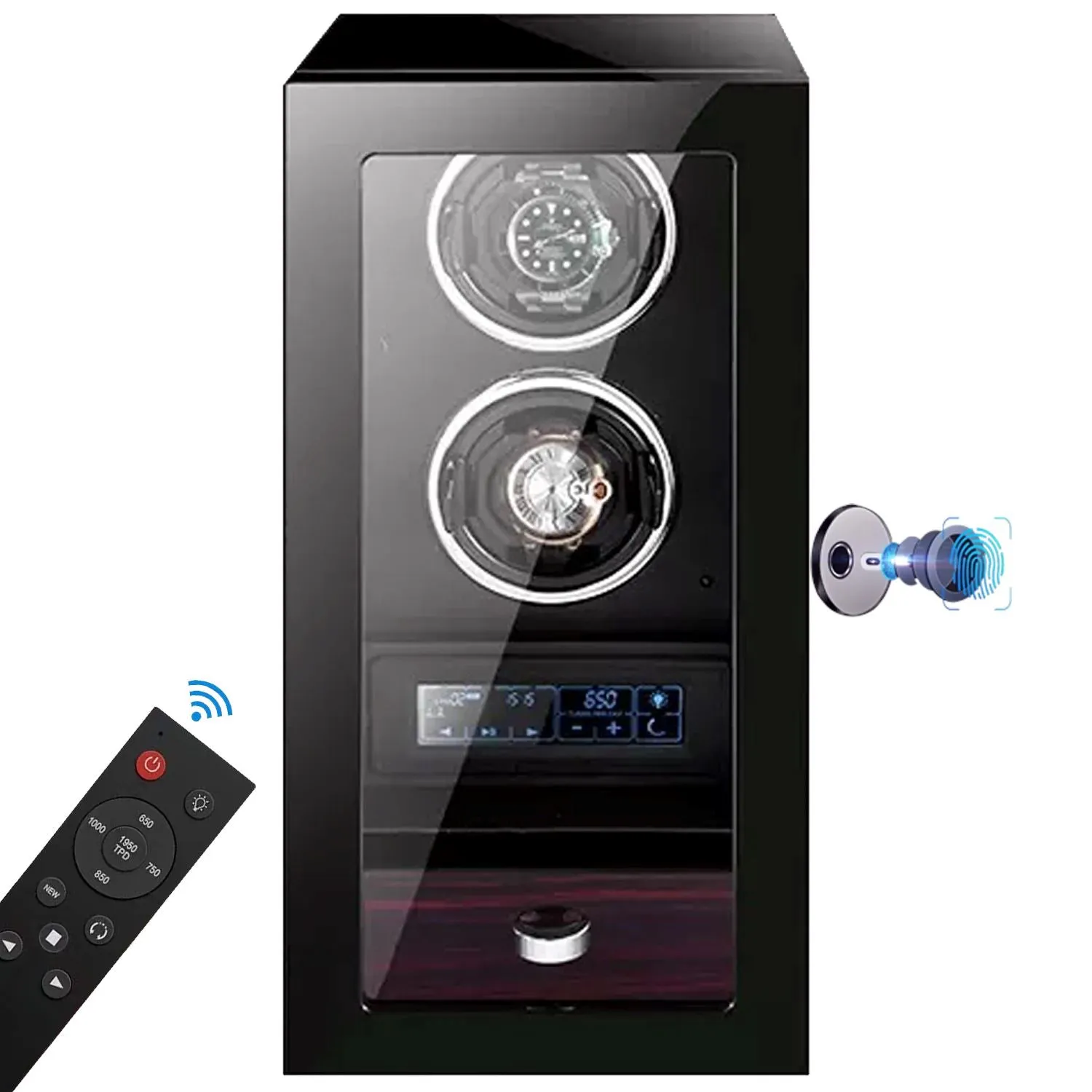 Yarra Duo Watch Winder for 2   Drawer with Fingerprint Lock