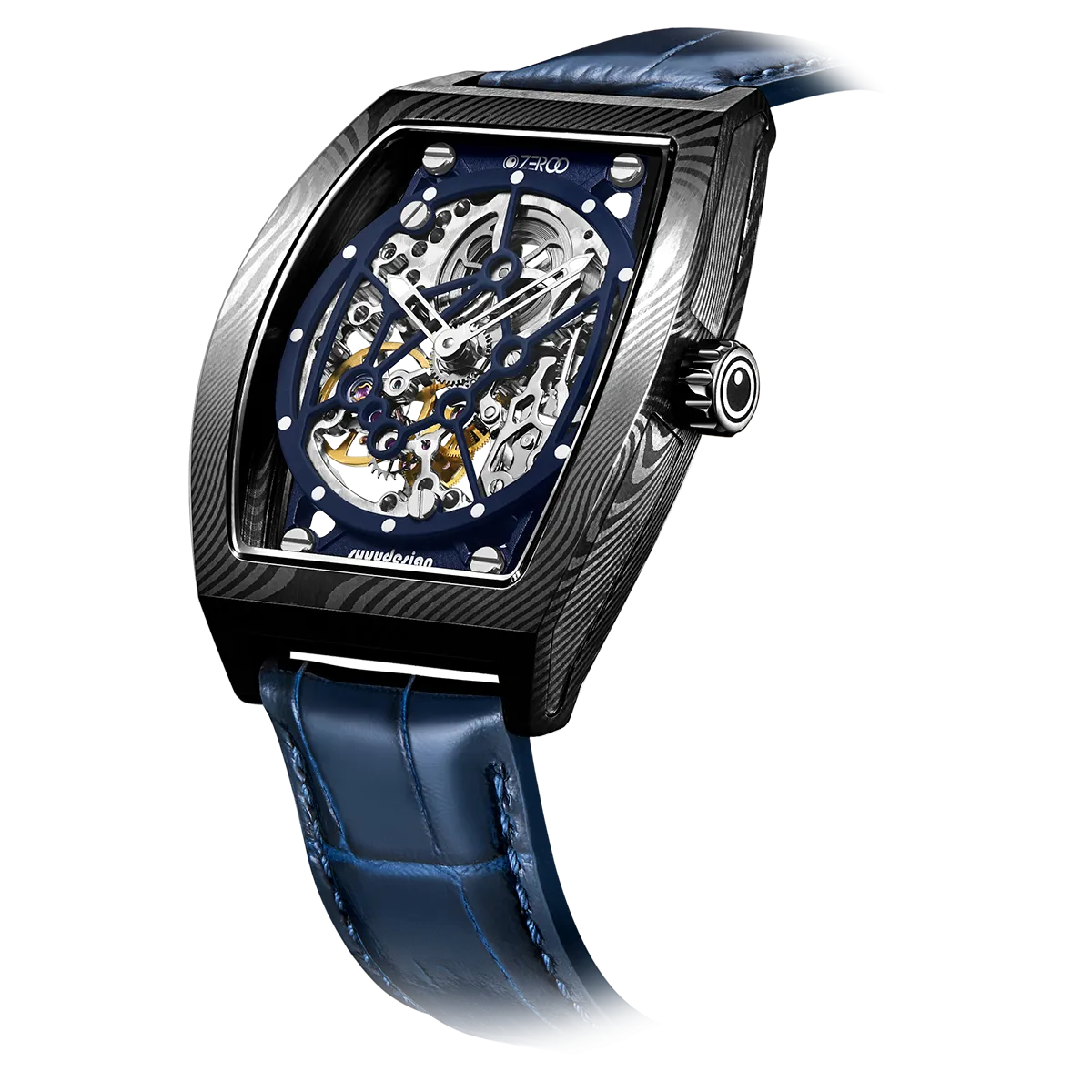 ZEROO M1D Damascus Steel THE AURIGA SKELETON MECHANICALAUTOMATIC WATCH FOR GENTS - ZM001DBBL