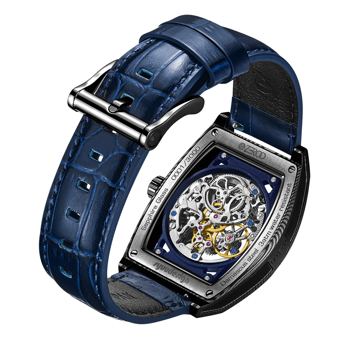 ZEROO M1D Damascus Steel THE AURIGA SKELETON MECHANICALAUTOMATIC WATCH FOR GENTS - ZM001DBBL